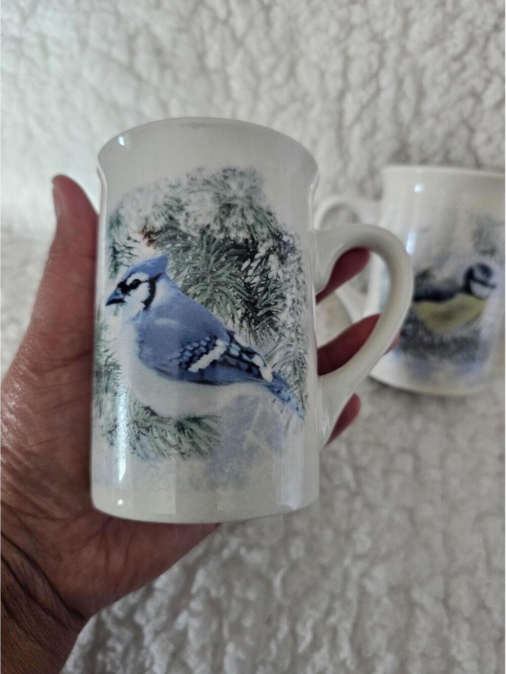 (Set of 2) Vintage Designpac Beautiful Bird Coffee Tea Mug Cup White 4" Ceramic - Picture 4 of 13